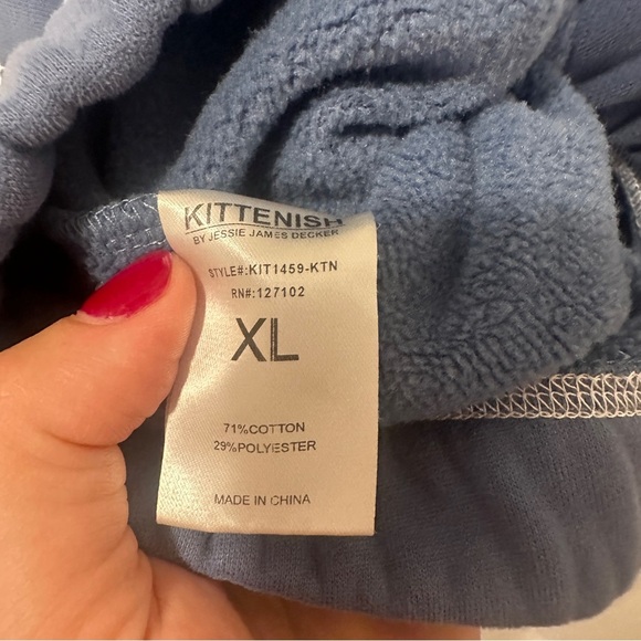 Kittenish Blue White 1/4 Zip Cropped Sweater Size XL Extra Large Women’s - Picture 11 of 11